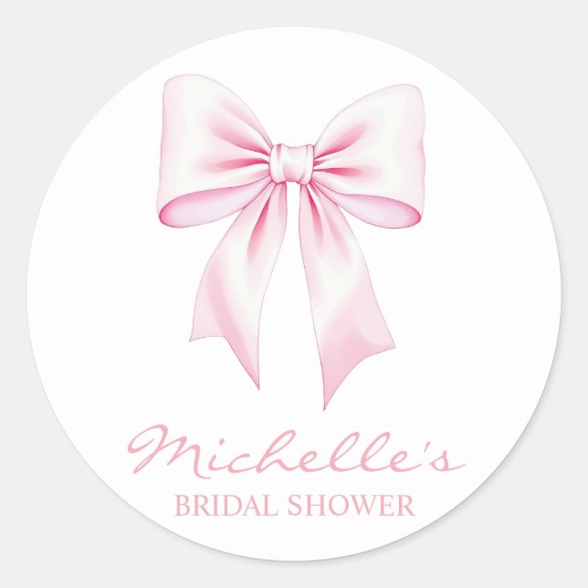 Adesivo Chuva de Noiva Coquette com Laço Rosa em Aquarela  (Frente)