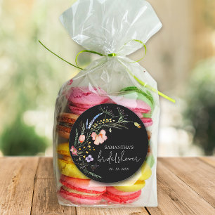 Adesivo Chuva de Noiva de Flores Silvestres Preto