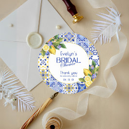 Adesivo Chuva de Noiva de Limões em Azulejo Azul Mosaico I