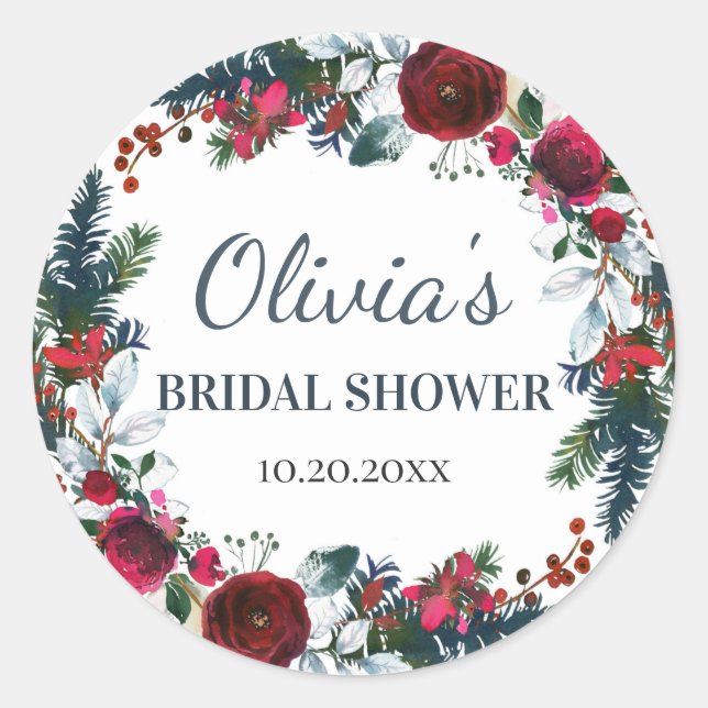 Adesivo Chuva de Noiva de Rosas de Inverno Borgonha Elegan (Frente)