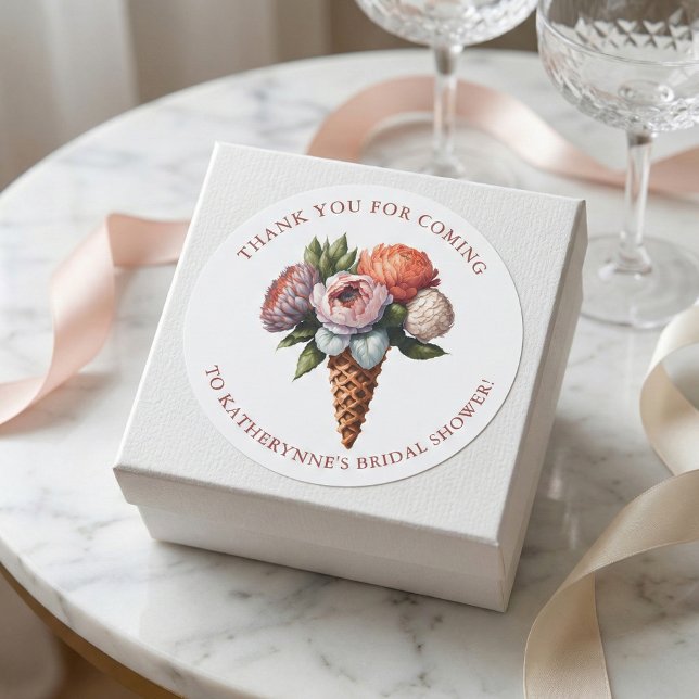 Adesivo Chuva de Noiva de Sorvete Rústico Elegante Boho Ob (Criador carregado)