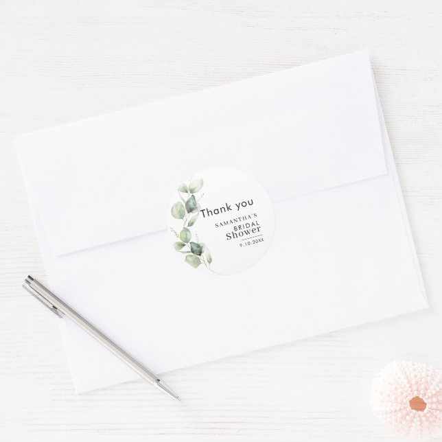 Adesivo Chuva de Noiva Eucalipto Verde Agradecimento (Envelope)