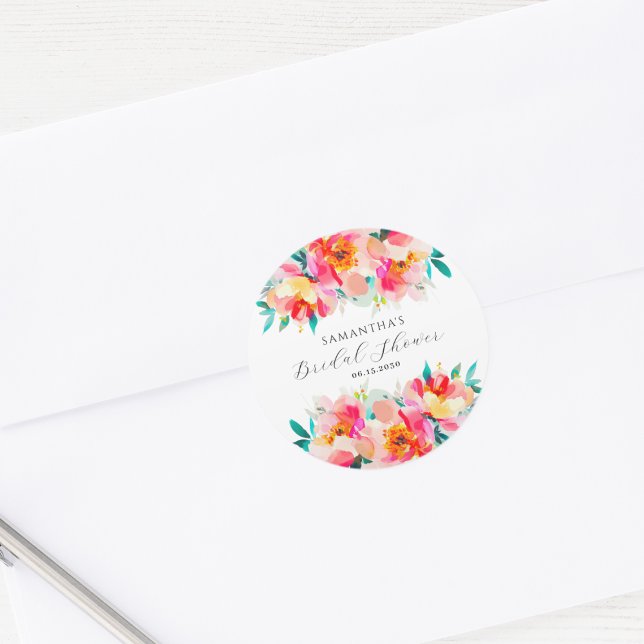 Adesivo Chuva de Noiva Floral Água Rosa Moderna (Criador carregado)