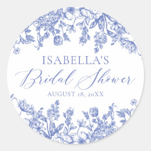 Adesivo Chuva de Noiva Floral Azul Aguarela