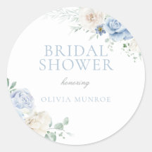 Chuva de Noiva Floral Botânica Branca e Azul