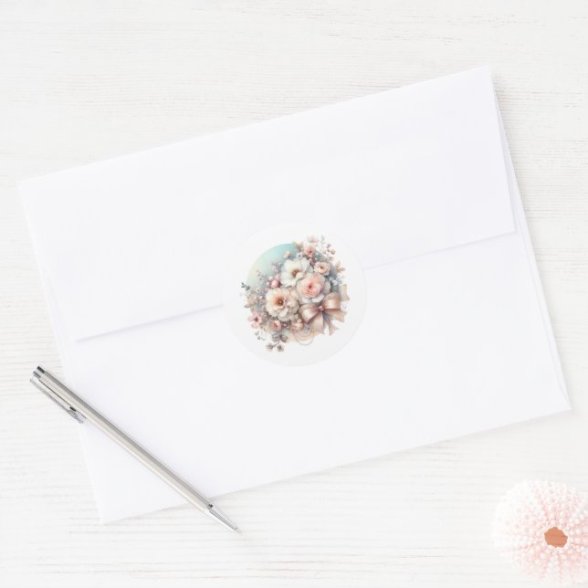 Adesivo Chuva de Noiva Floral Chique de Amor Elegante (Envelope)
