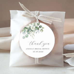 Adesivo Chuva de Noiva Floral de Eucalipto Branco Agradeci