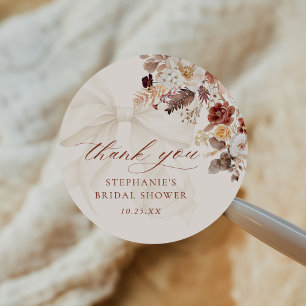 Adesivo Chuva de Noiva Floral de Outono com Laço Branco