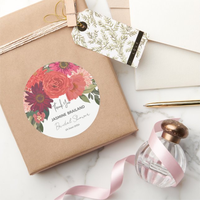 Adesivo Chuva de Noiva Floral de Outono Moderna Agradecime (Presentear)