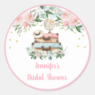 Adesivo Chuva de Noiva Floral Dourado Rosa Viagem