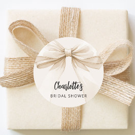 Adesivo Chuva de Noiva laço bege creme