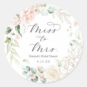 Adesivo Chuva de Noiva Miss to Mrs Blush e Verdor