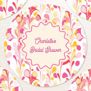 Adesivo Chuva de Noiva Moderna Abstrato Retro Rosa Ondulad