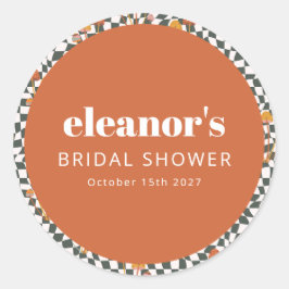 Adesivo Chuva de Noiva Personalizada Cogumelo Xadrez Laran