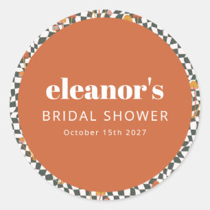 Adesivo Chuva de Noiva Personalizada Cogumelo Xadrez Laran