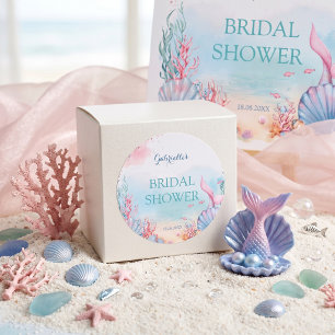 Adesivo Chuva de Noiva Personalizada de Mermaid em Aquarel