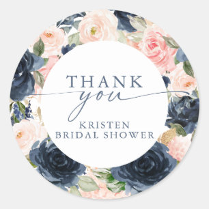 Adesivo Chuva de Noiva Rosa Azul Floral Bordas Aquarela