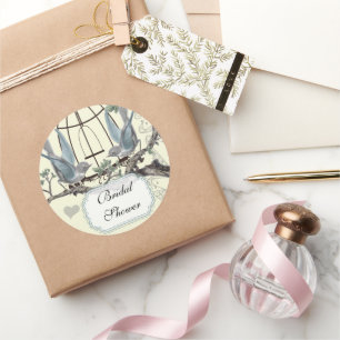 Adesivo Chuva de Noiva Selo de Casamento Vintage Bluebird
