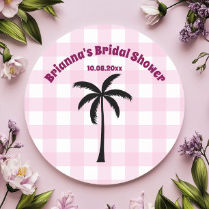 Adesivo Chuva de Noiva Xadrez Branco Rosa Palmeira
