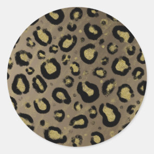 Adesivo Chuva de Ouro Marrom e Leopardo Preto - Baby Showe