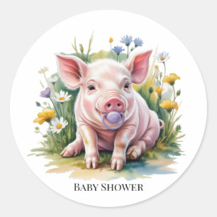 Adesivo Chuva de Pétalas de Porquinho Bebê Chuveiro de Beb