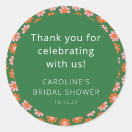 Adesivo Chuva de Presentes de Noiva Flores Rosa e Verde Ag