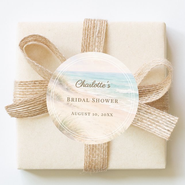 Adesivo Chuva de presentes de noiva praia costeira elegant (Criador carregado)