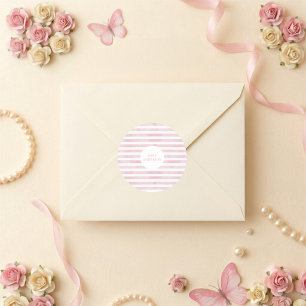 Adesivo Chuva de Rosa Listras Elegantes Baby Shower