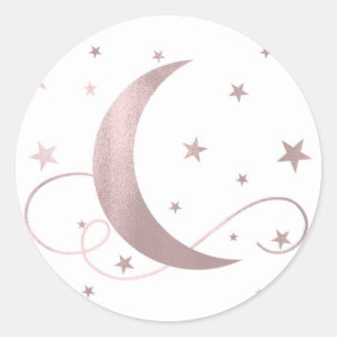 Adesivo Chuva de Rosas Douradas Rosa Lua Estrelas Baby Sho