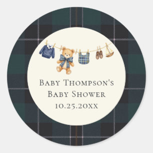 Adesivo Chuva de Roupas Xadrez Préppy Vintage para Chá de