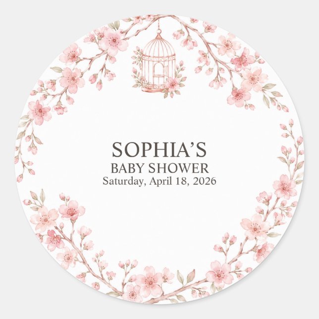 Adesivo Chuva de Sakura Baby Shower (Frente)