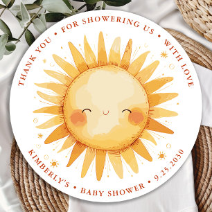Adesivo Chuva de Sol Boho Fofa Chamada de Bebê Obrigado