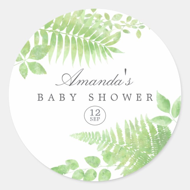 Adesivo Chuva de Verde em Aquarela Baby Shower (Frente)