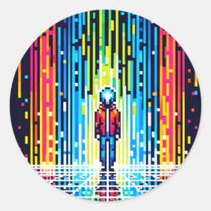 Adesivo Chuva Digital Cyberpunk Pixel Arte Futurística Des