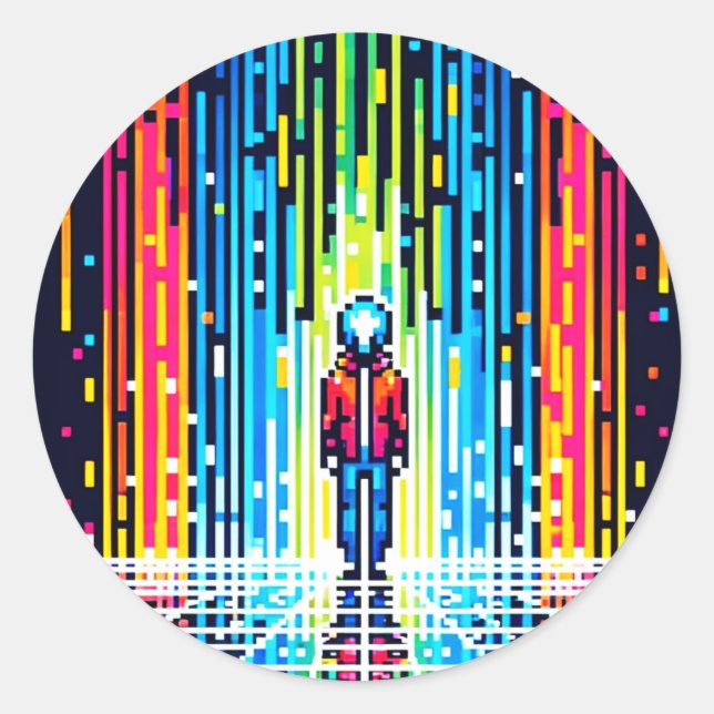 Adesivo Chuva Digital Cyberpunk Pixel Arte Futurística Des (Frente)