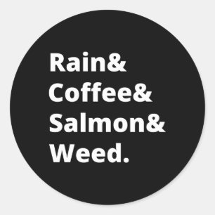 Adesivo Chuva E Café E Salmão E Erva Seattle