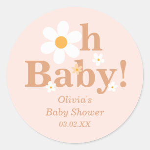 Adesivo Chuveiro de Bebê Blush Boho Retro Daisy Oh Bebê