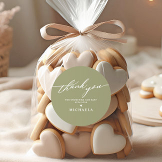 Adesivo Chuveiro de Bebê Elegante Agradecimento Manuscrito