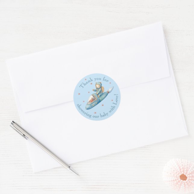 Adesivo Chuveiro de Bebê Urso Astronauta Teddy Obrigado (Envelope)