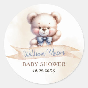 Adesivo Chuveiro de Bebê Urso Teddy Fofo Aquarela Moderna