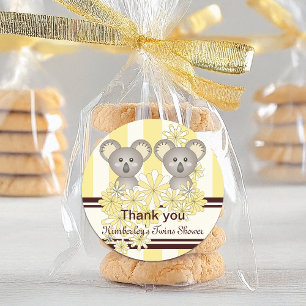 Adesivo Chuveiro de Gêmeos / Aniversário do Koala Amarelo