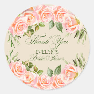 Adesivo Chuveiro de Noiva Agradecimento Floral Aquarela