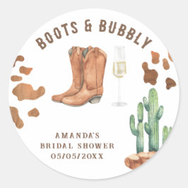 Adesivo Chuveiro de Noiva Botas Western & Bubbly