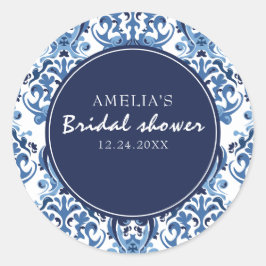 Adesivo Chuveiro de Noiva com padrão Chinoiserie azul