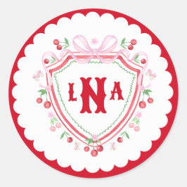 Adesivo Chuveiro de Noiva Coquette Cereja com Crista Monog