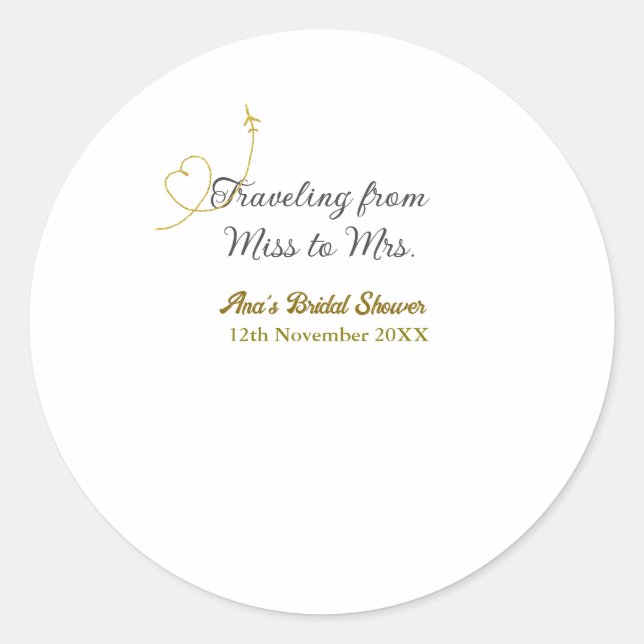 Adesivo Chuveiro de noiva de Miss a Mrs adicionando nome (Frente)