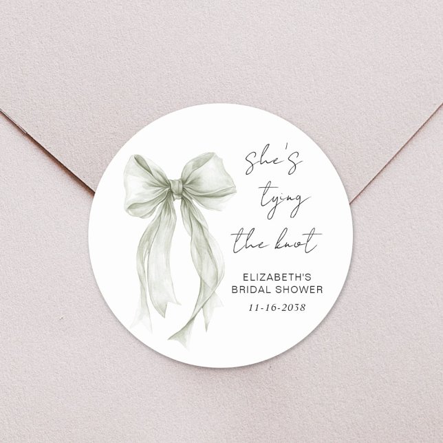 Adesivo Chuveiro de Noiva em Verde Sage Chic com Laço em A (Criador carregado)