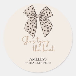 Adesivo Chuveiro de Noiva Laço Bege She'sTying the Knot