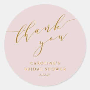 Adesivo Chuveiro de Noiva Obrigada Elegante Rosa Personali
