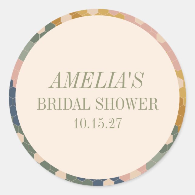 Adesivo Chuveiro de Noiva Personalizado Boho Chic Vintage  (Frente)